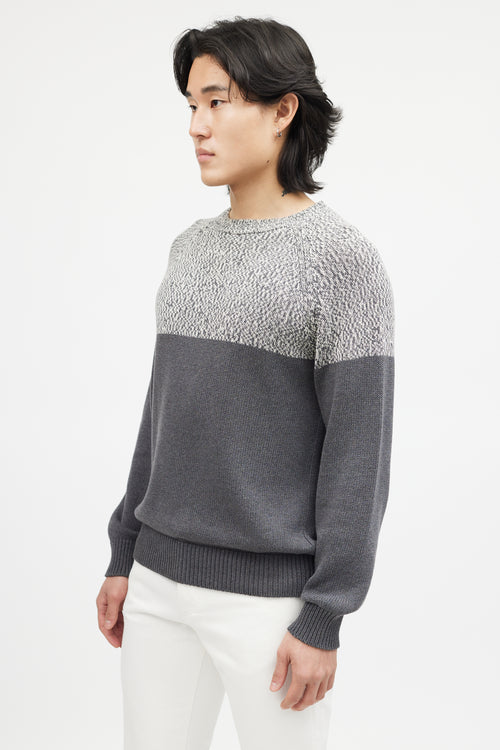 Brunello Cucinelli Grey 
White Knit Sweater