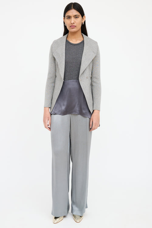 Brunello Cucinelli Grey Wool Asymmetrical Jacket