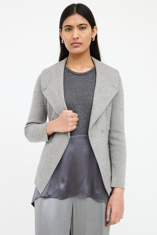 Brunello Cucinelli Grey Wool Asymmetrical Jacket