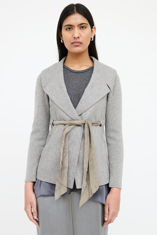 Brunello Cucinelli Grey Wool Asymmetrical Jacket