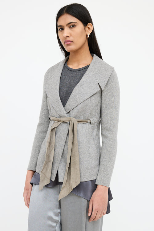 Brunello Cucinelli Grey Wool Asymmetrical Jacket