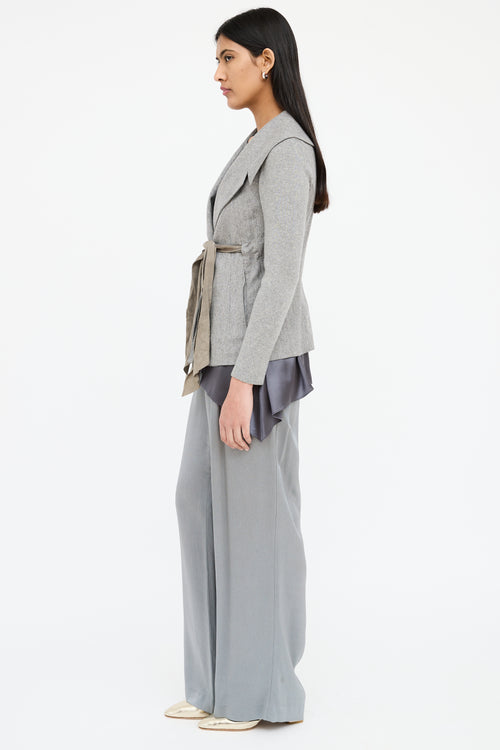 Brunello Cucinelli Grey Wool Asymmetrical Jacket