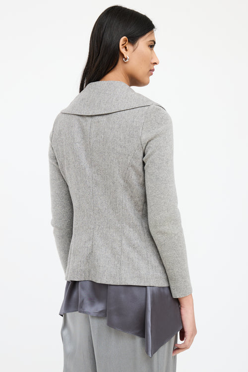 Brunello Cucinelli Grey Wool Asymmetrical Jacket