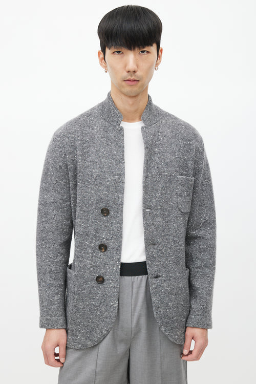 Brunello Cucinelli Grey Wool Knit Cardigan