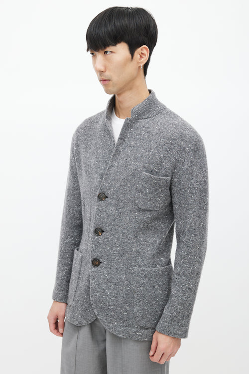 Brunello Cucinelli Grey Wool Knit Cardigan