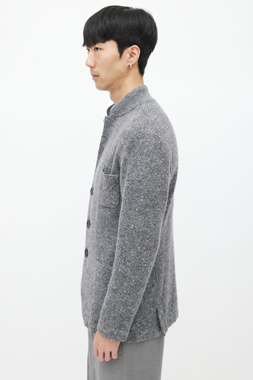 Brunello Cucinelli Grey Wool Knit Cardigan