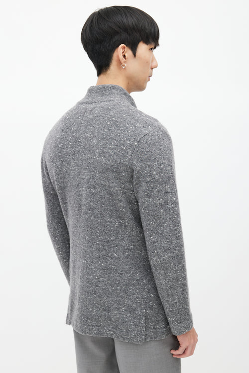 Brunello Cucinelli Grey Wool Knit Cardigan