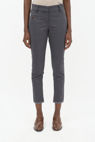 Brunello Cucinelli Grey Wool Panelled Trouser