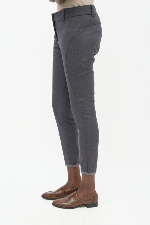 Brunello Cucinelli Grey Wool Panelled Trouser