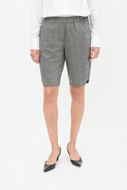 Brunello Cucinelli Grey Wool Sequin Shorts