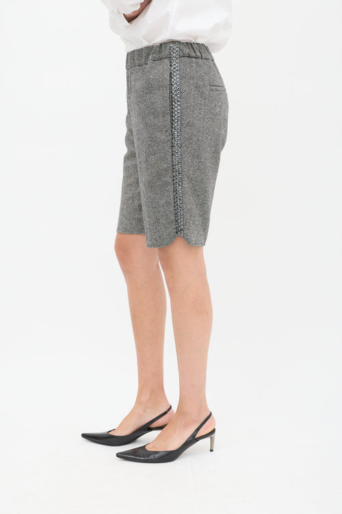 Brunello Cucinelli Grey Wool Sequin Shorts