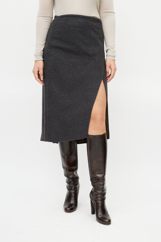 Brunello Cucinelli Grey Wool Wrap Skirt