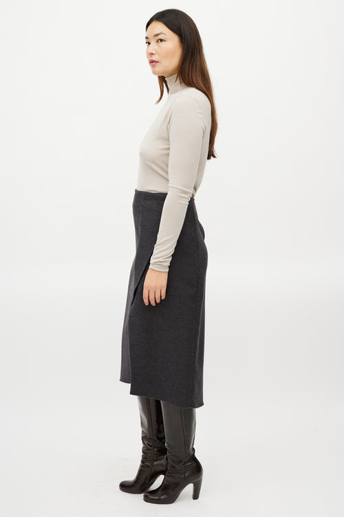 Brunello Cucinelli Grey Wool Wrap Skirt