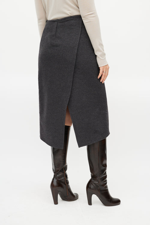 Brunello Cucinelli Grey Wool Wrap Skirt