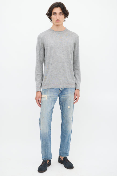 Brunello Cucinelli Heather Grey Cashmere 
Silk Top