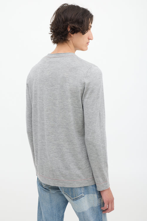 Brunello Cucinelli Heather Grey Cashmere 
Silk Top