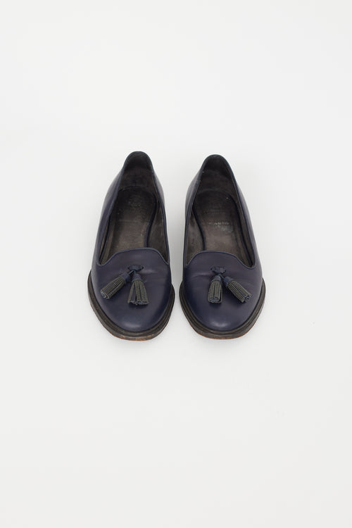 Brunello Cucinelli Navy Blue Leather Loafer