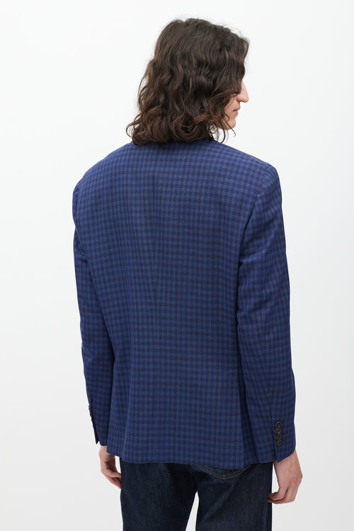 Brunello Cucinelli Navy Check Wool Blazer