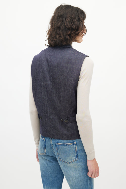 Brunello Cucinelli Navy Denim Wool Vest