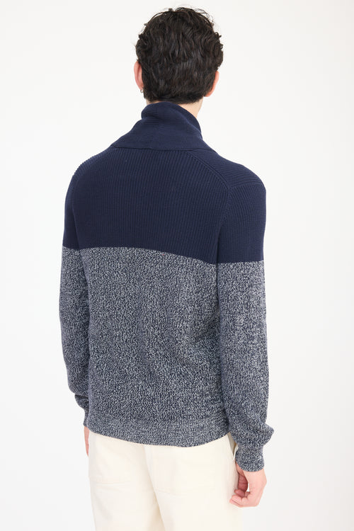 Brunello Cucinelli Navy 
Grey Knit Panelled Cardigan