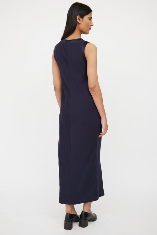 Brunello Cucinelli Navy Ribbed Monili Maxi Dress