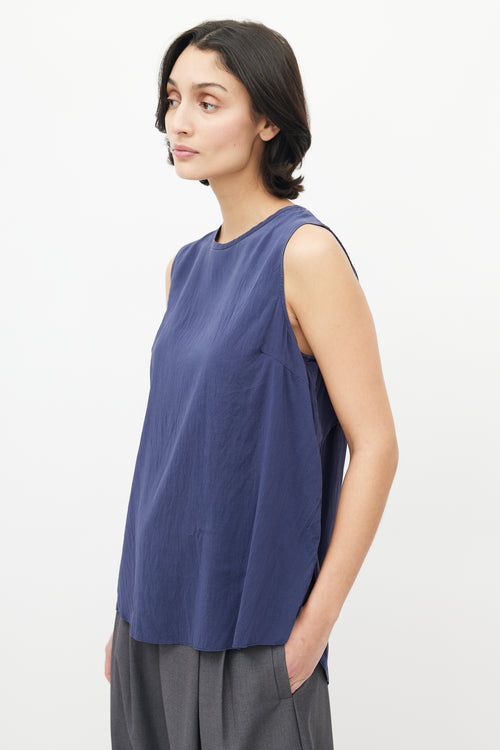 Brunello Cucinelli Navy Silk Monili Top