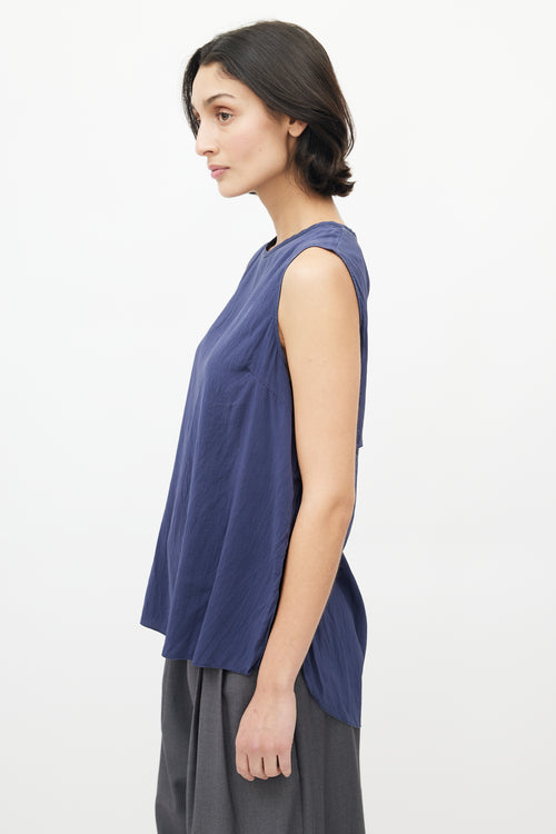 Brunello Cucinelli Navy Silk Monili Top