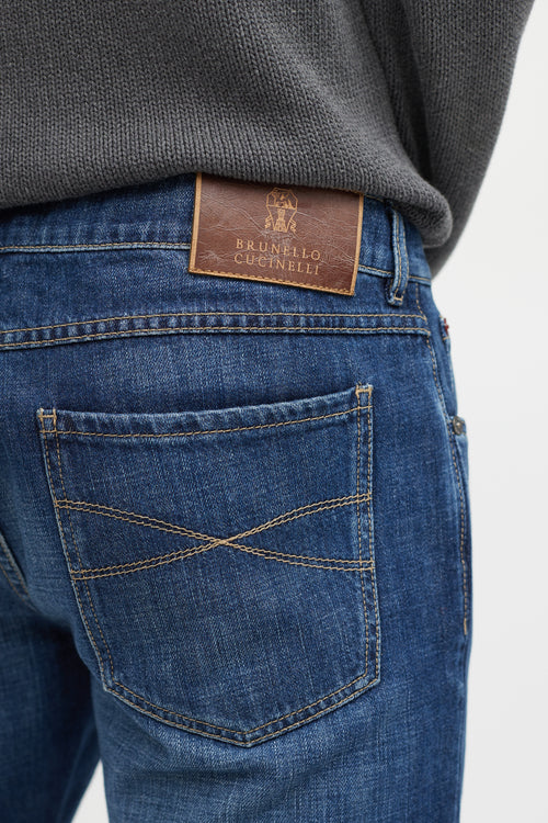 Brunello Cucinelli Navy Slim Denim Jeans