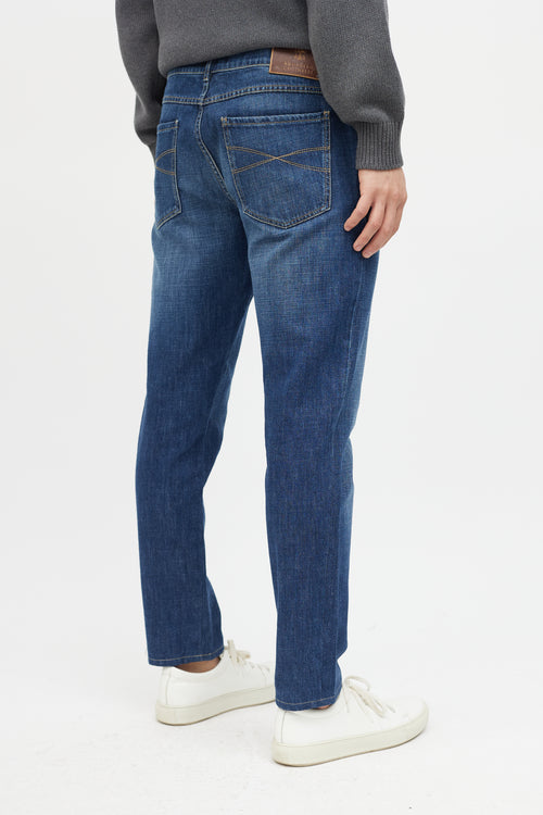 Brunello Cucinelli Navy Slim Denim Jeans