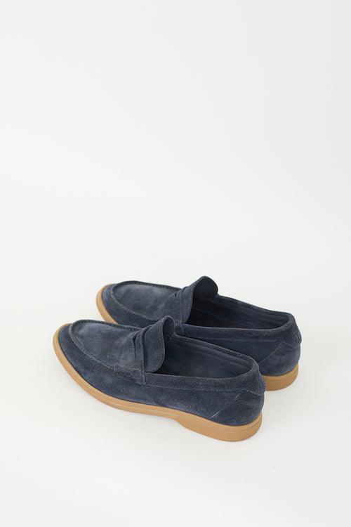 Brunello Cucinelli Navy Suede Penny Loafer