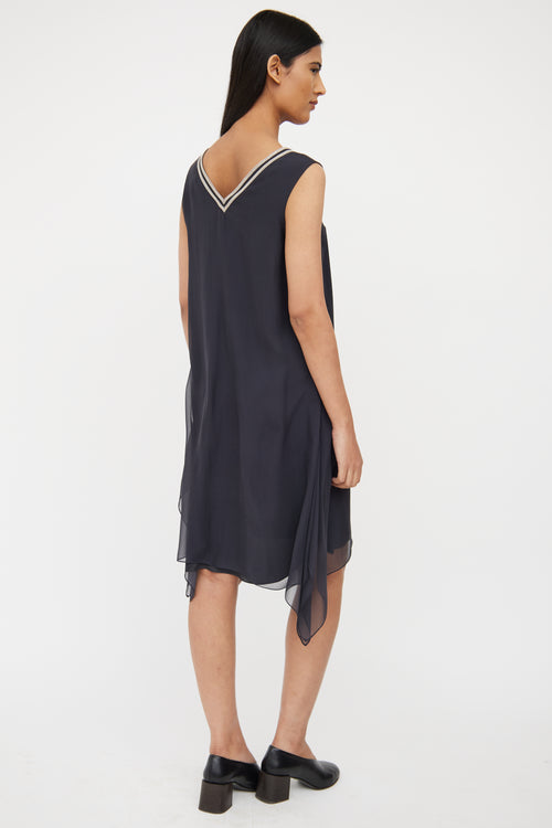 Brunello Cucinelli Dark Grey Monili Silk Dress