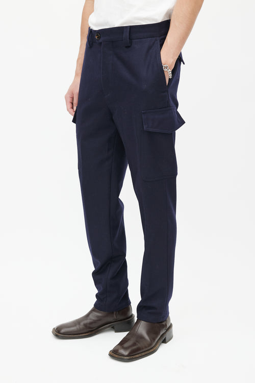 Brunello Cucinelli Navy Wool Cargo Trouser