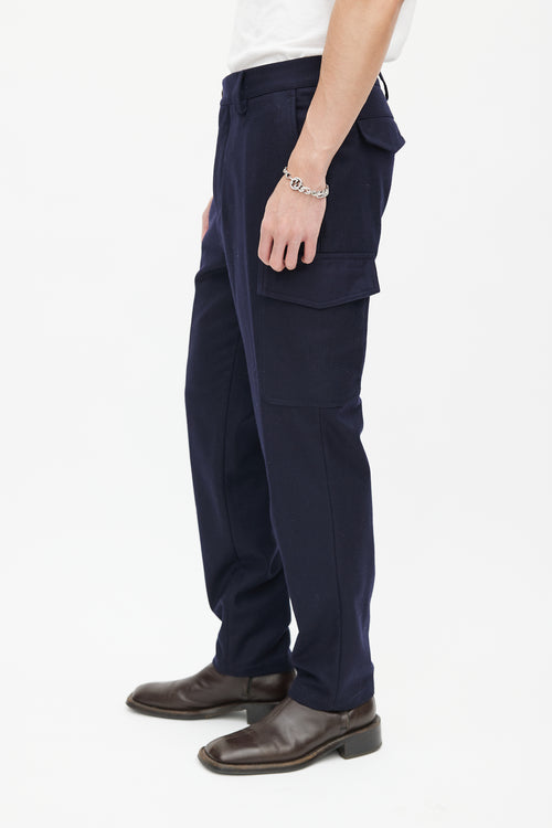 Brunello Cucinelli Navy Wool Cargo Trouser