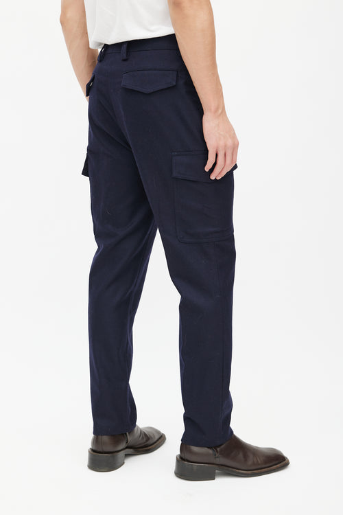 Brunello Cucinelli Navy Wool Cargo Trouser