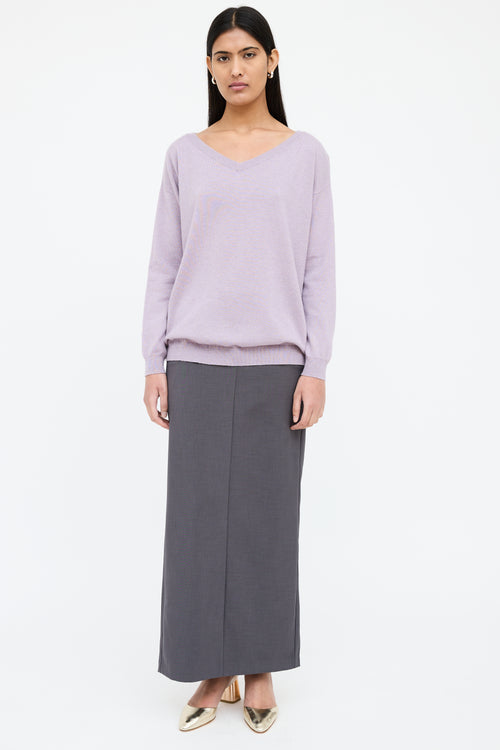 Brunello Cucinelli Purple Cashmere Long Sleeve Sweater