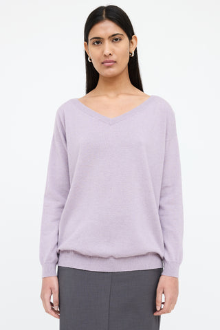 Brunello Cucinelli Purple Cashmere Long Sleeve Sweater