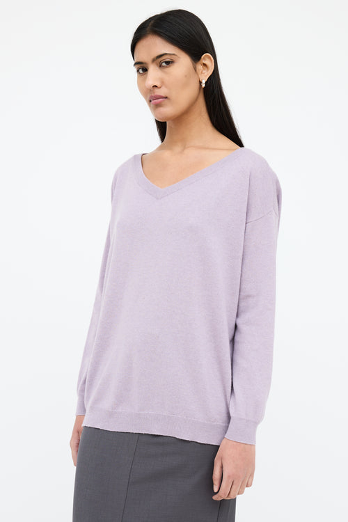 Brunello Cucinelli Purple Cashmere Long Sleeve Sweater