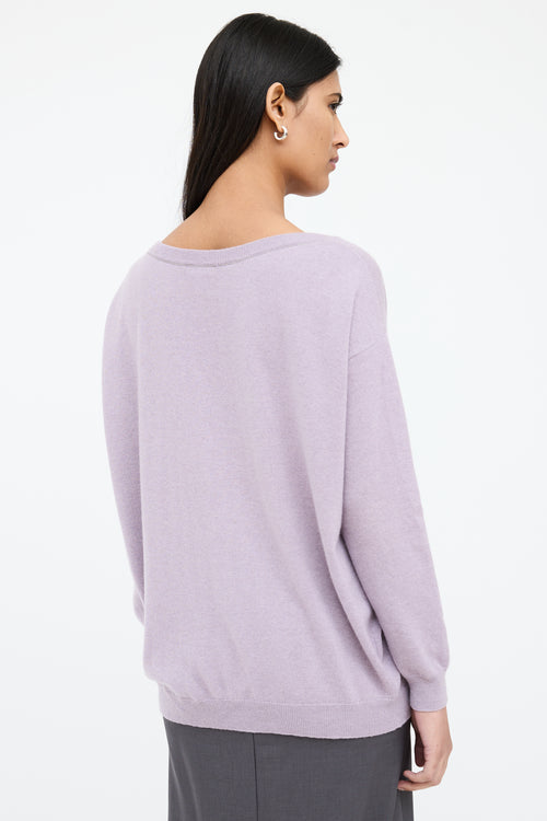 Brunello Cucinelli Purple Cashmere Long Sleeve Sweater