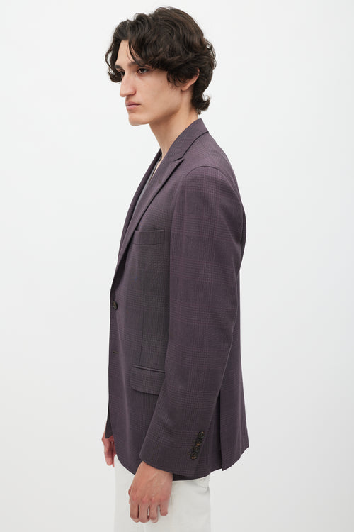 Brunello Cucinelli Purple Wool Plaid Blazer