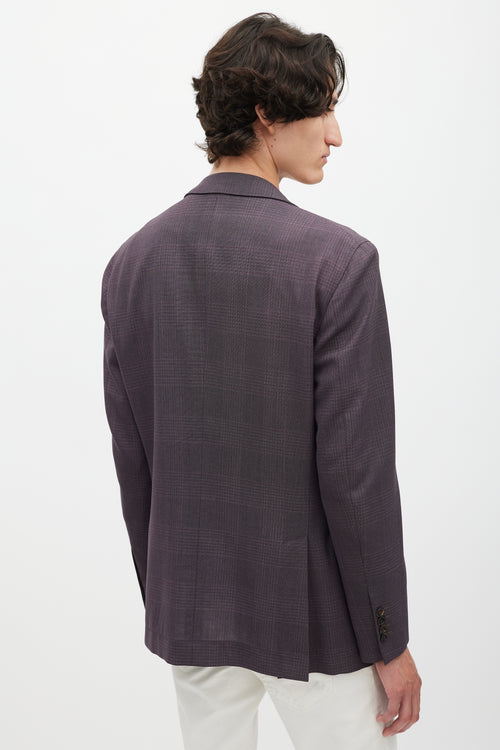 Brunello Cucinelli Purple Wool Plaid Blazer