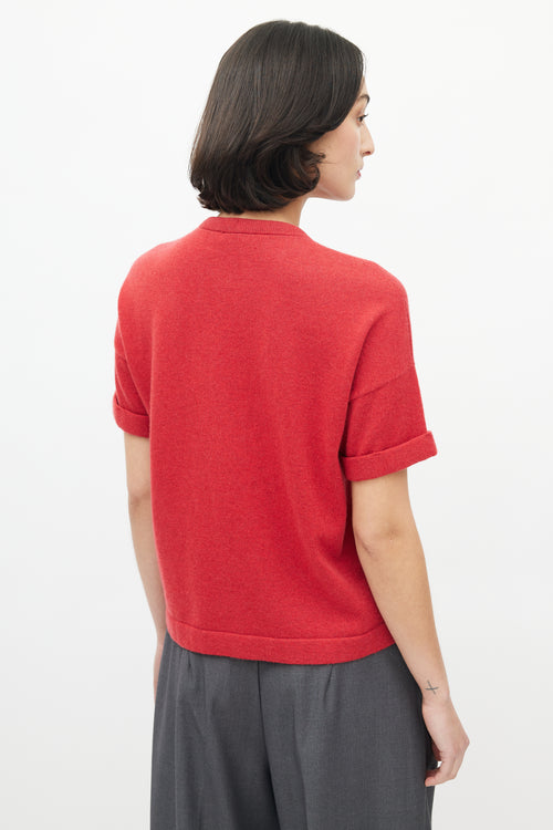 Brunello Cucinelli Red Cashmere Monili Knit Top