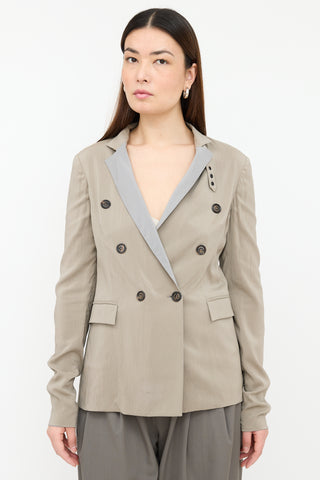 Brunello Cucinelli Silk Double Breasted Blazer