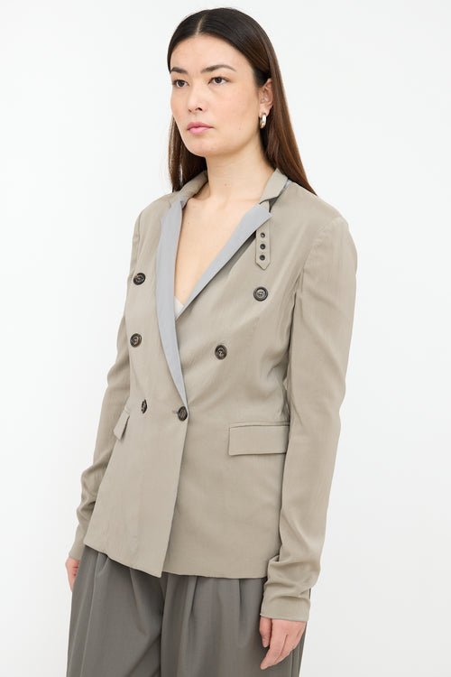 Brunello Cucinelli Silk Double Breasted Blazer