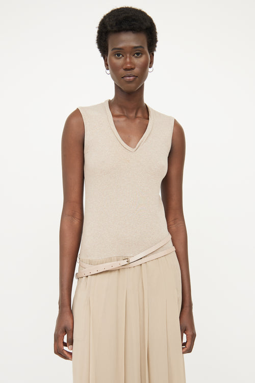 Taupe Silk Blend Maxi Dress Brunello Cucinelli