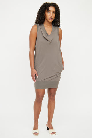 Brunello Cucinelli Grey Monili Drape Dress