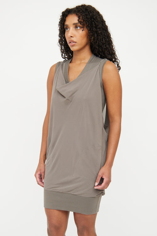 Brunello Cucinelli Grey Monili Drape Dress