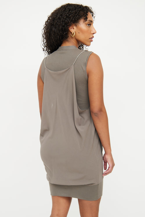 Brunello Cucinelli Grey Monili Drape Dress