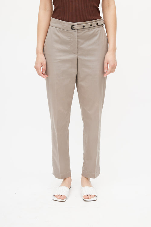 Brunello Cucinelli Taupe Waist Strap Trouser