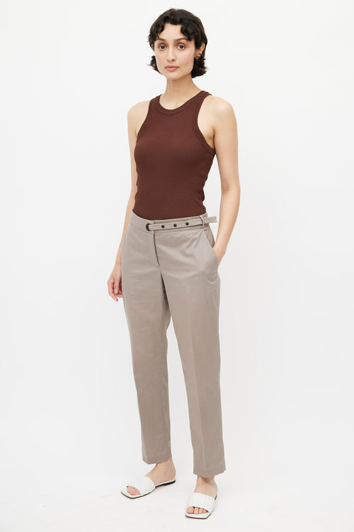 Brunello Cucinelli Taupe Waist Strap Trouser