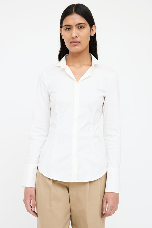 Brunello Cucinelli White Fitted Button Up Shirt